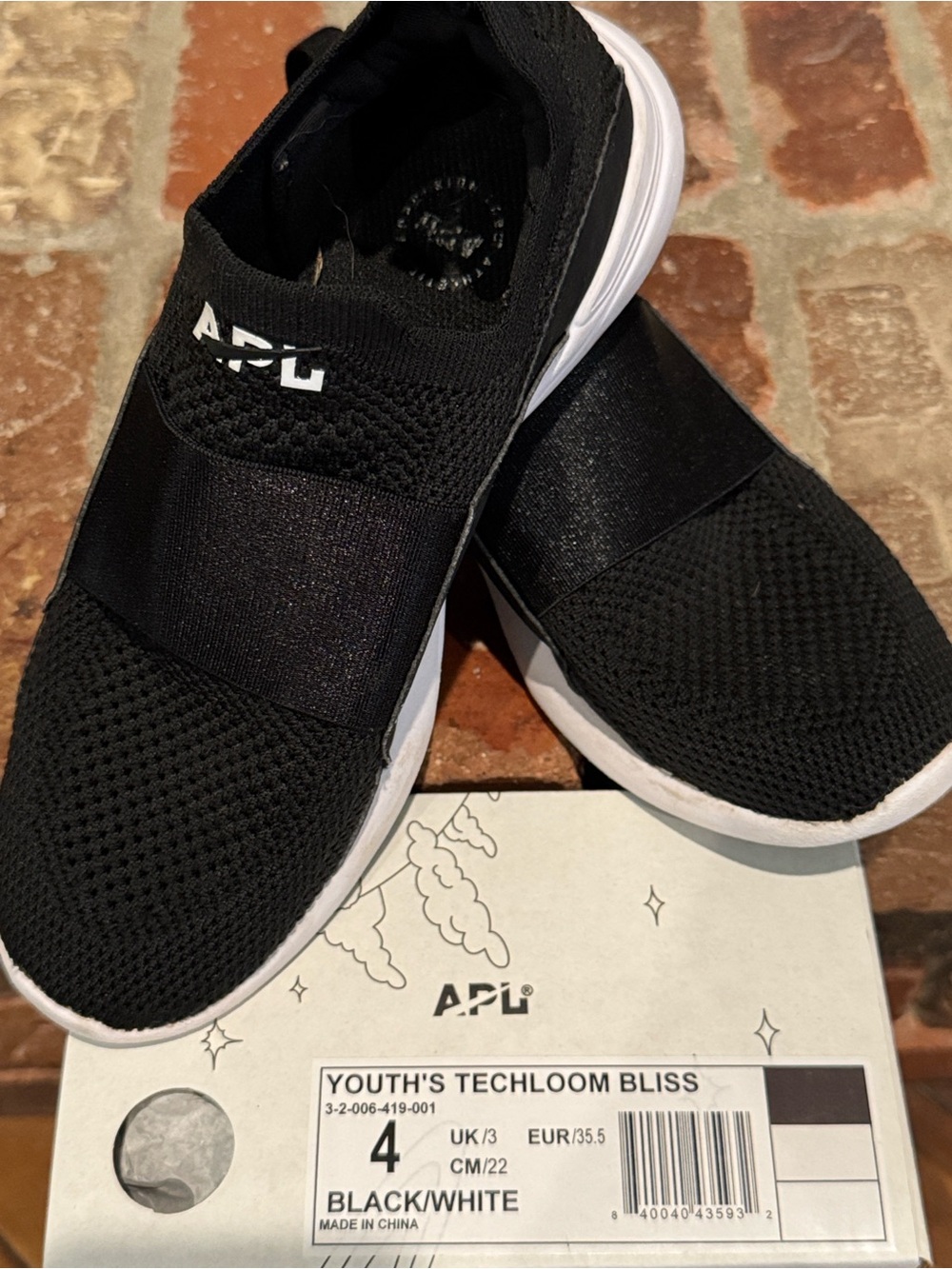 APL Youth Black and White Slip-On Techloom Sneakers - Like New